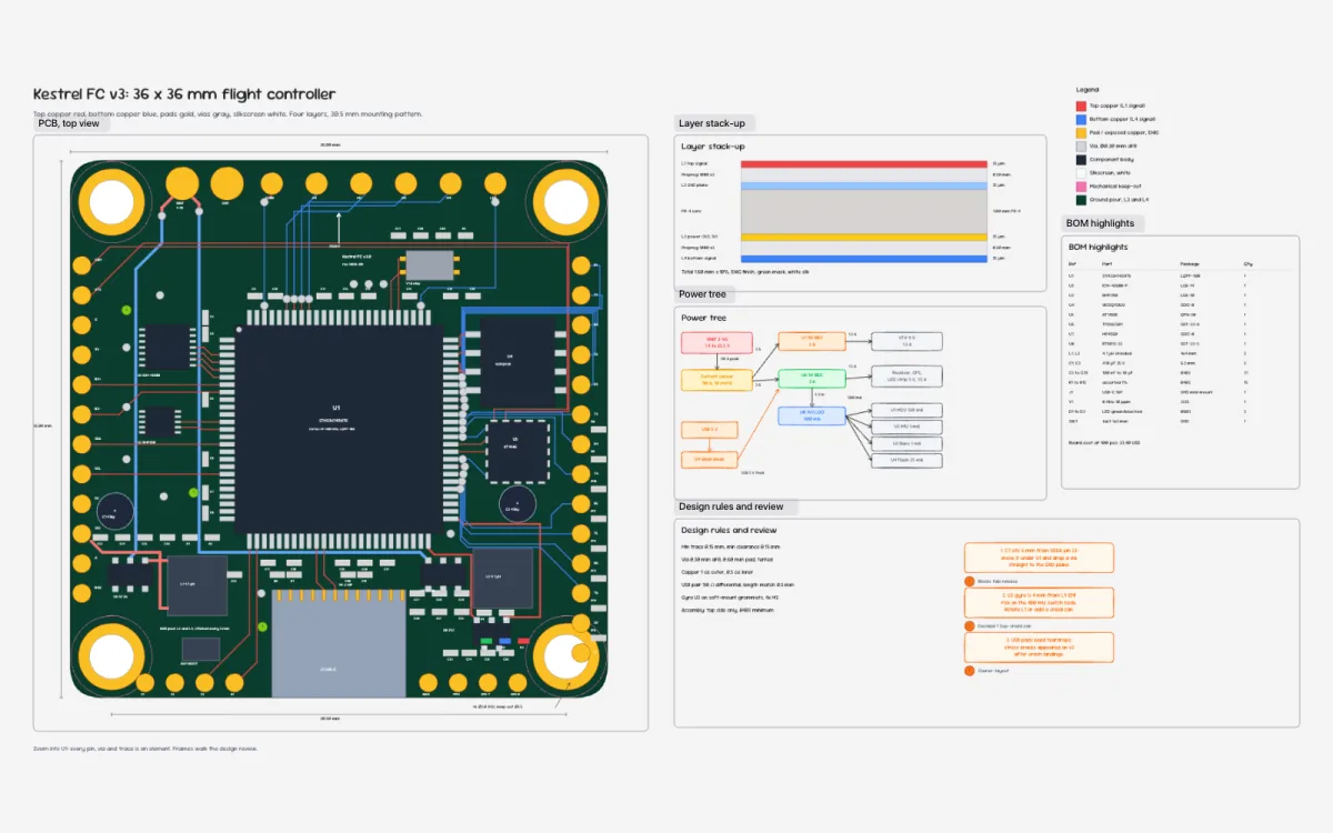 Kestrel FC v3: drone flight controller PCB