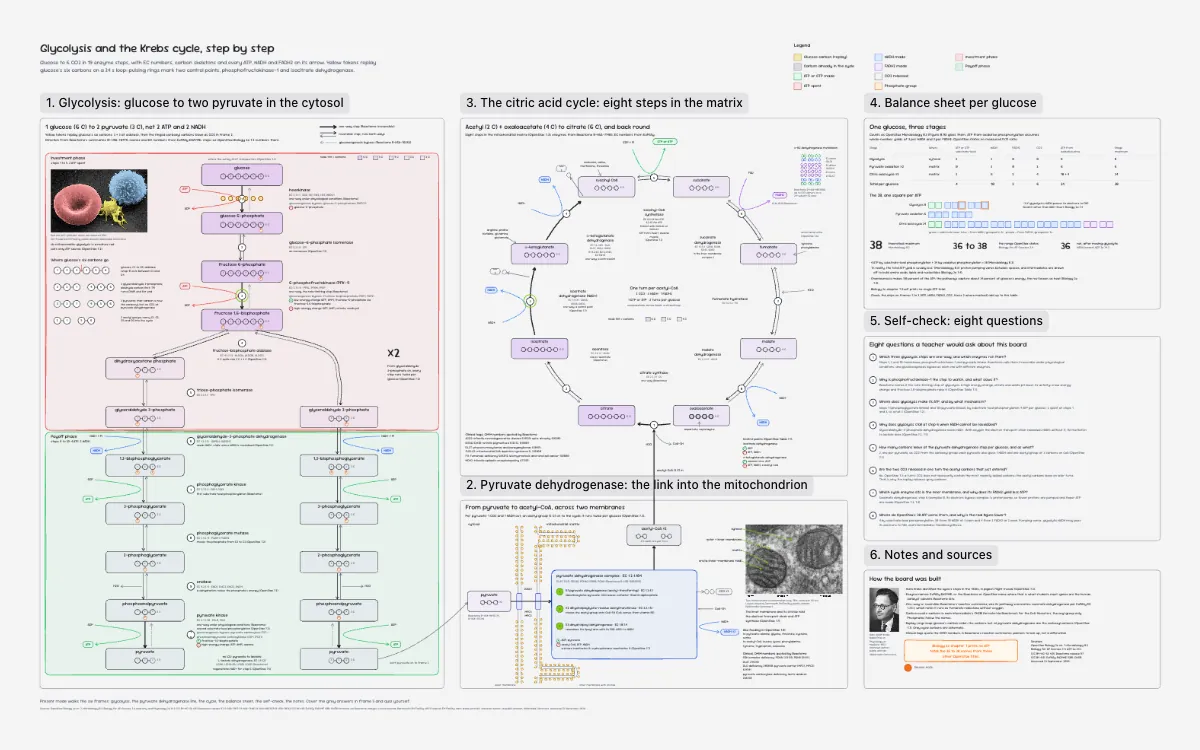 Glycolysis and the Krebs cycle, step by step